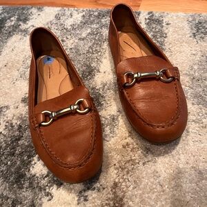 Born Brown Leather Loafers with Metal Detail 6M
